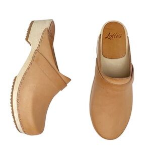 Lotta of Stockholm Elsa Classic Clogs Natural Undyed Leather Size 41 = 9.5 EUC